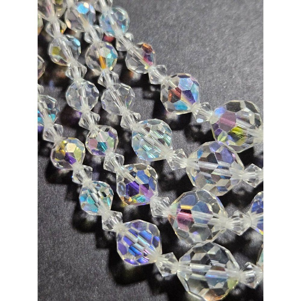 Vintage aurora borealis stranded necklace 13-16"